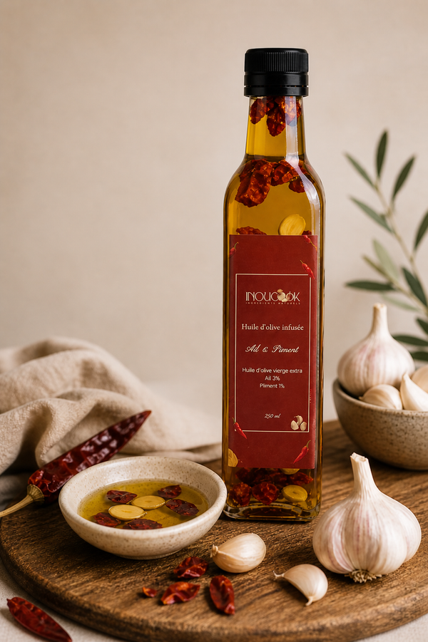 Huile d’Olive Infusée Ail & Piment